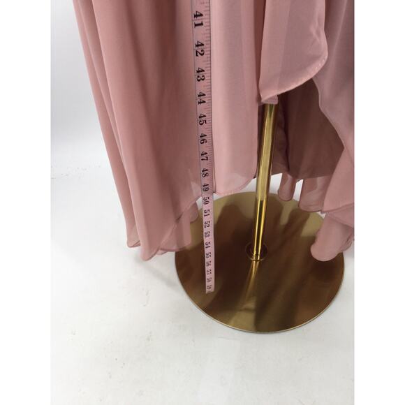 BRIDESMAID SZ 8 M Pink V-Neck Sleeveless Lace Up Hi-Low Maxi Dress NEW B126 - Picture 4 of 8